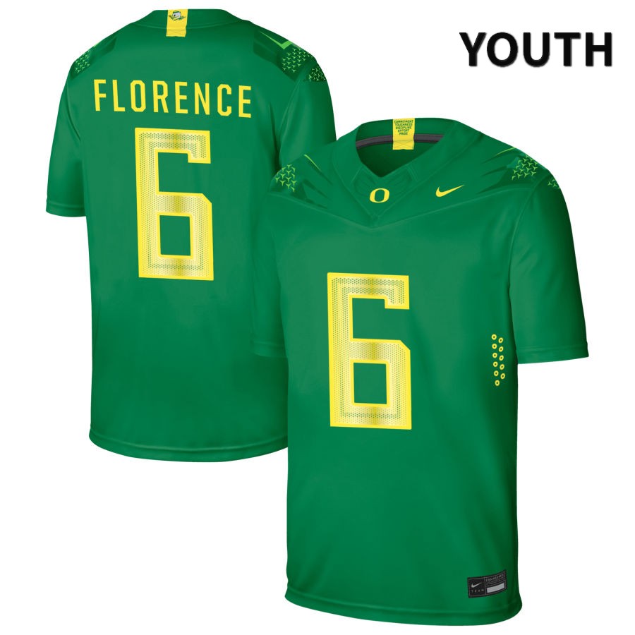 Oregon Ducks Youth #6 Jahlil Florence Football College Authentic Green NIL 2022 Nike Jersey AFO42O7Z
